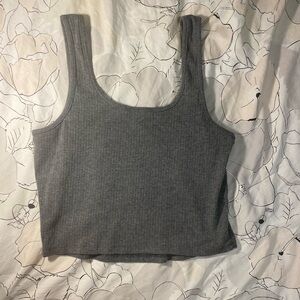 Gray Ribbed Women's Tank Top